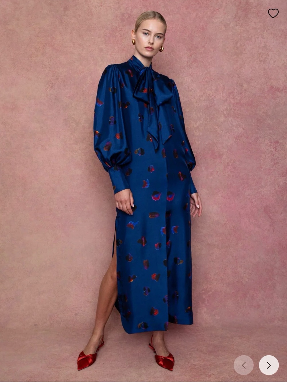 Borgo de Nor Dakota Twill Midi Dress in Petal Cloud Navy UK Size 18